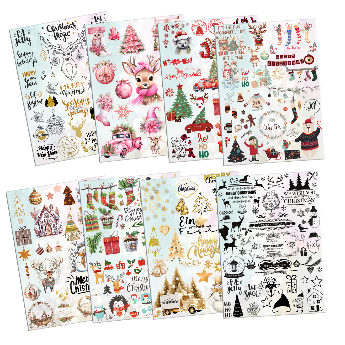 8er Set UV Sticker Set Christmas 8x 21x29 cm druck-guru