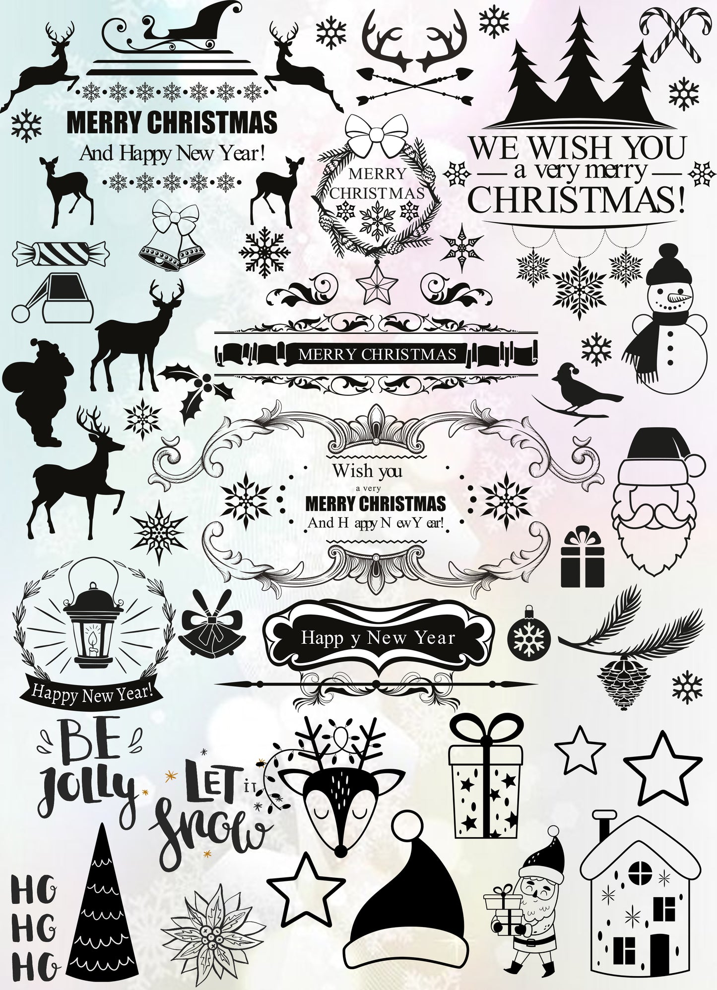 UV Sticker Set "Black White Christmas" 21x29 cm druck-guru