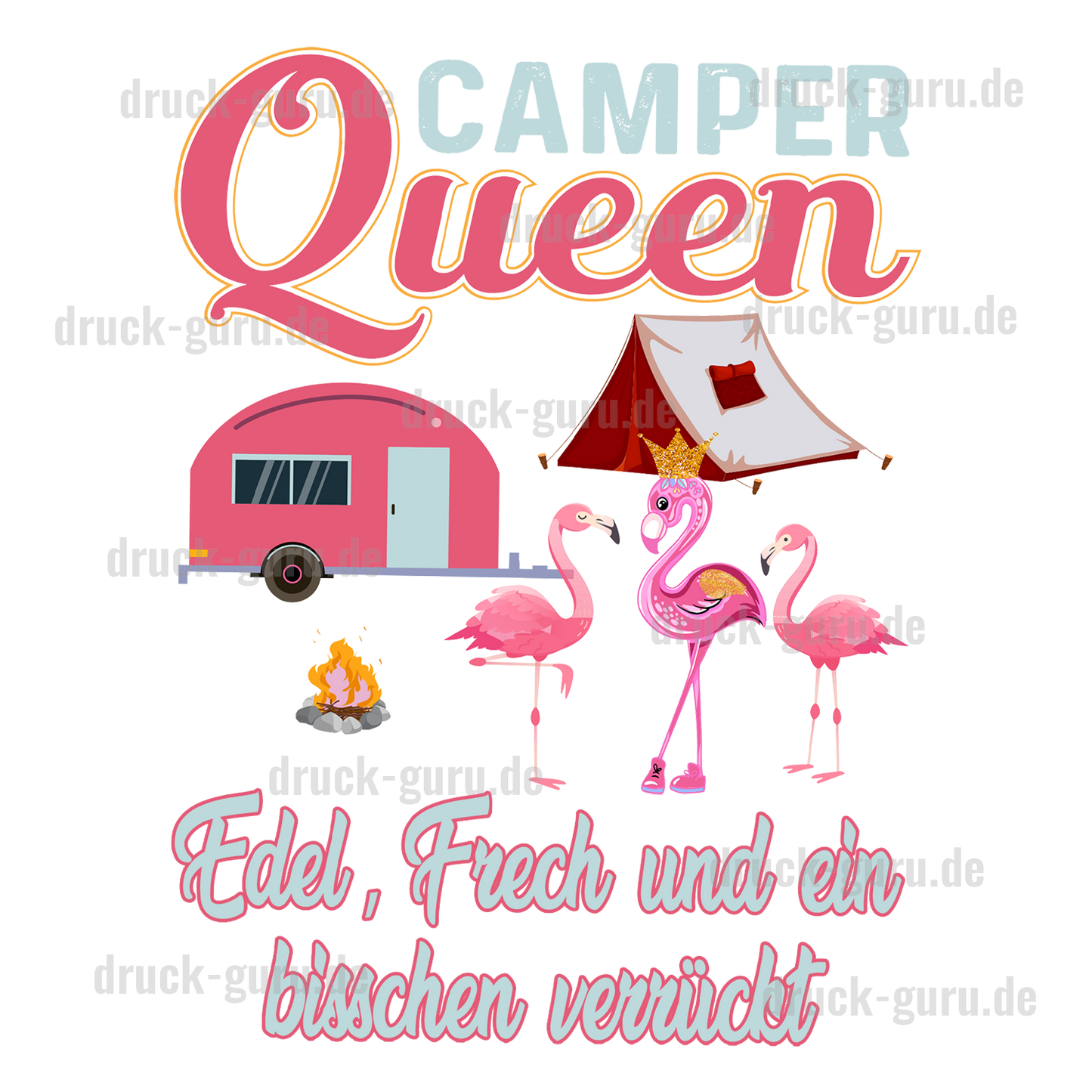 Kopie von Bügelbild "Camping Queen" druck-guru
