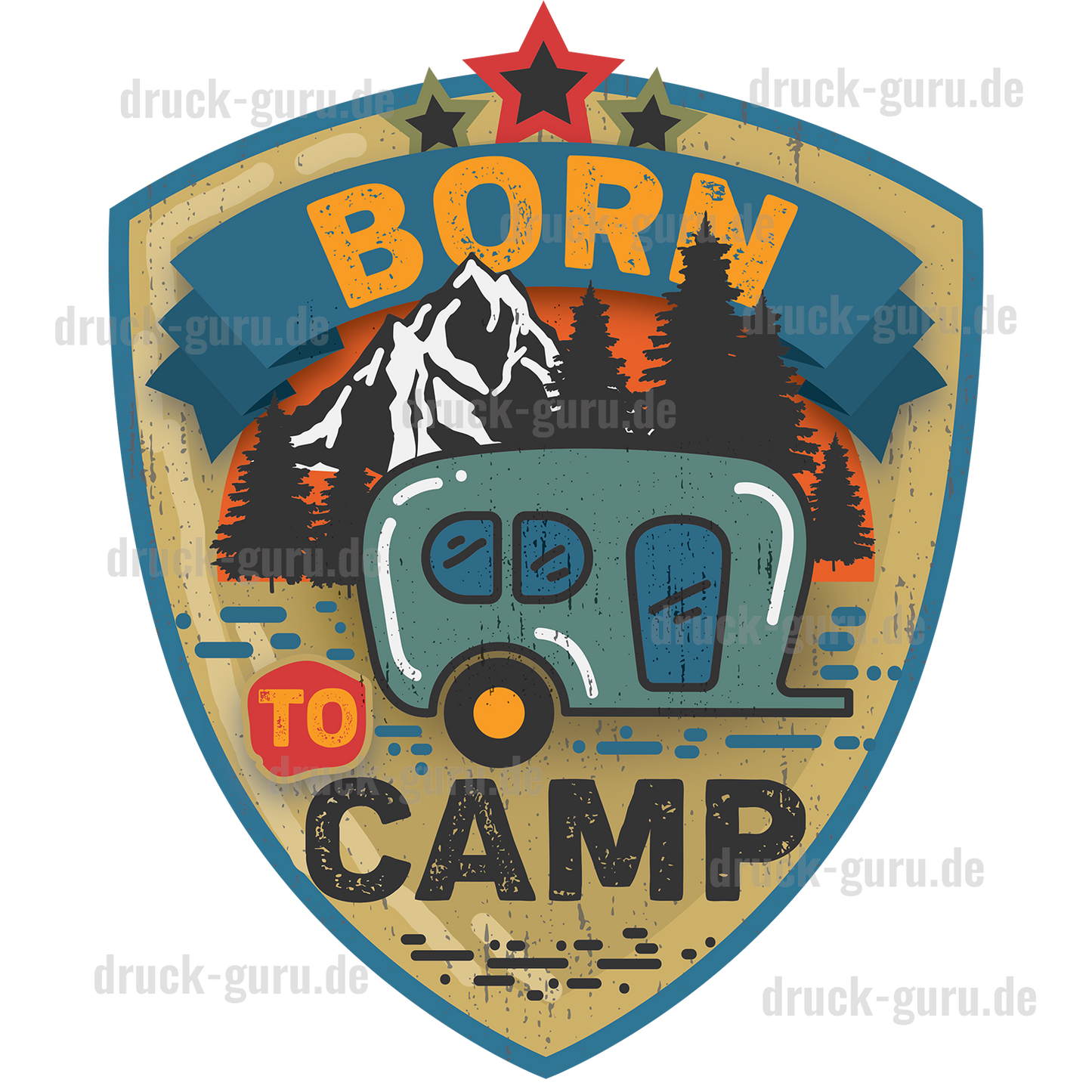 Bügelbild "Born Camp" druck-guru