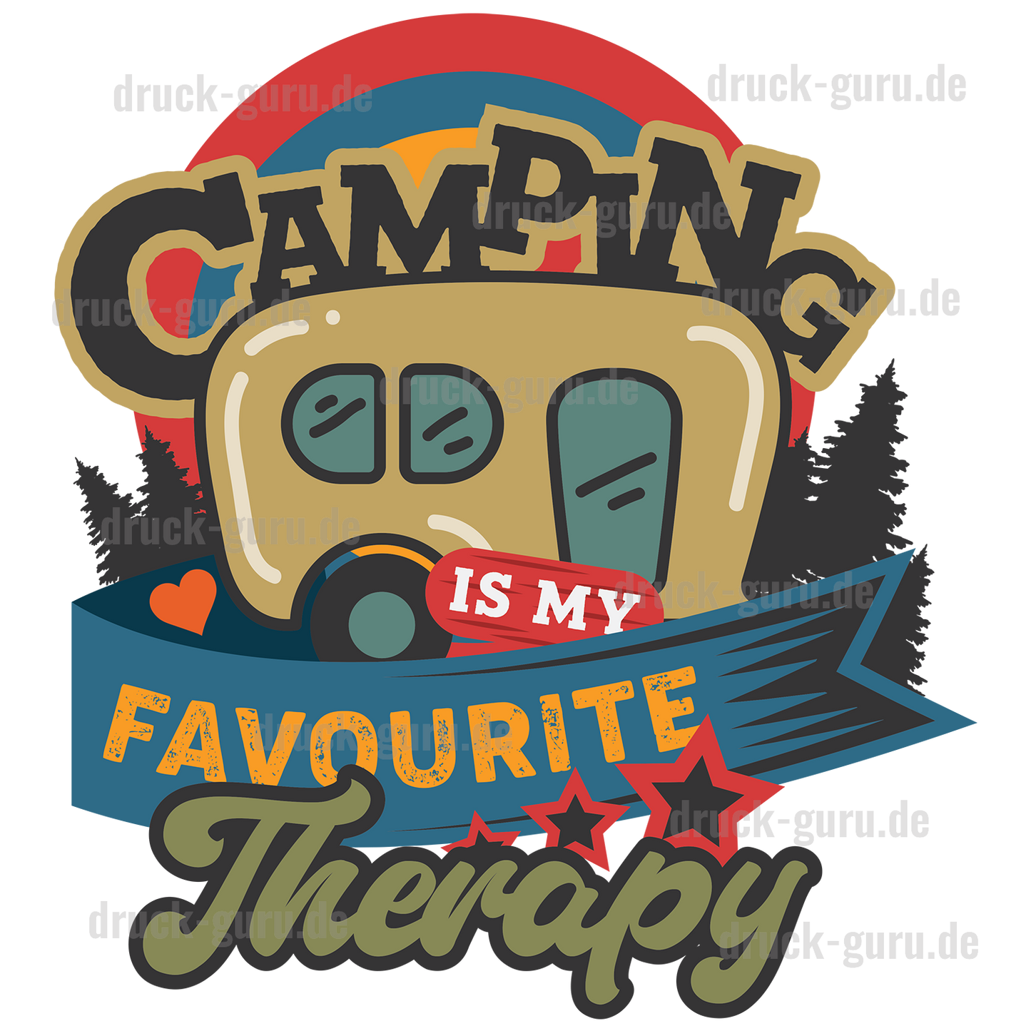 Bügelbild "Camping Favourite Therapie" druck-guru