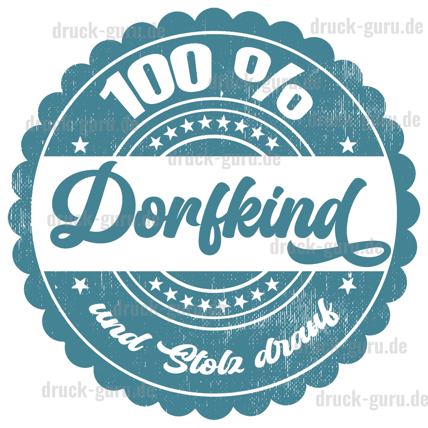 Bügelbild "Dorfkind Button 100% " druck-guru
