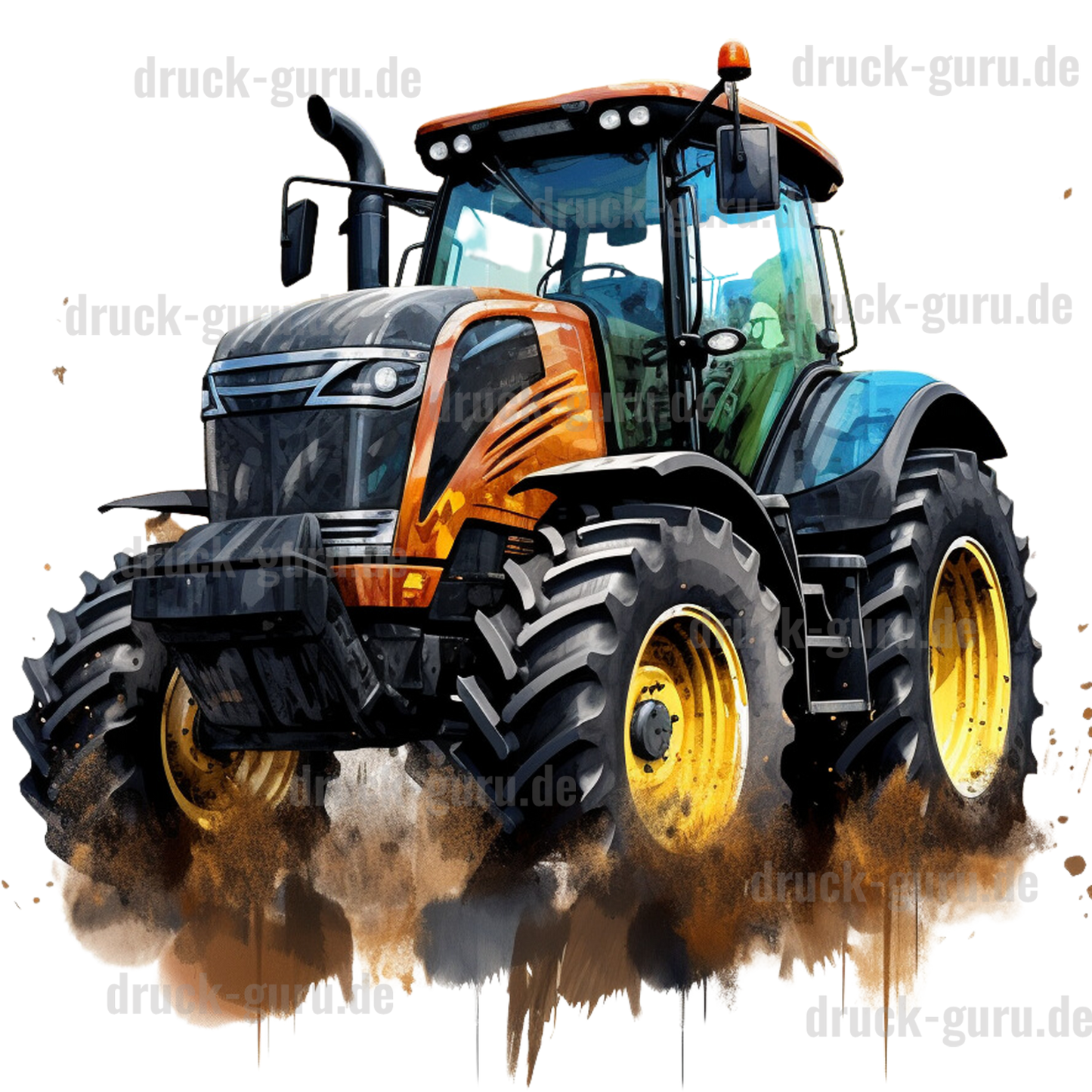 Bügelbild "Traktor Orange" druck-guru