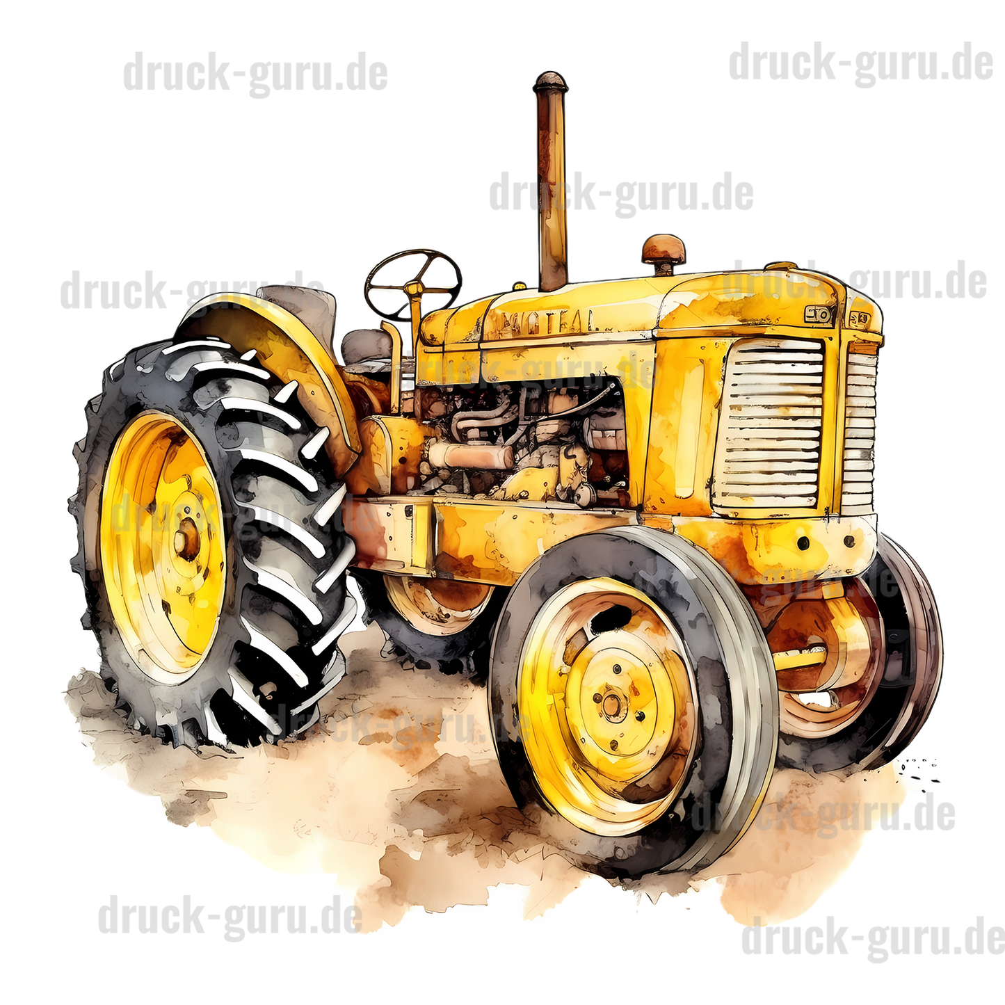 Bügelbild "Traktor Oldtimer Gelb" druck-guru