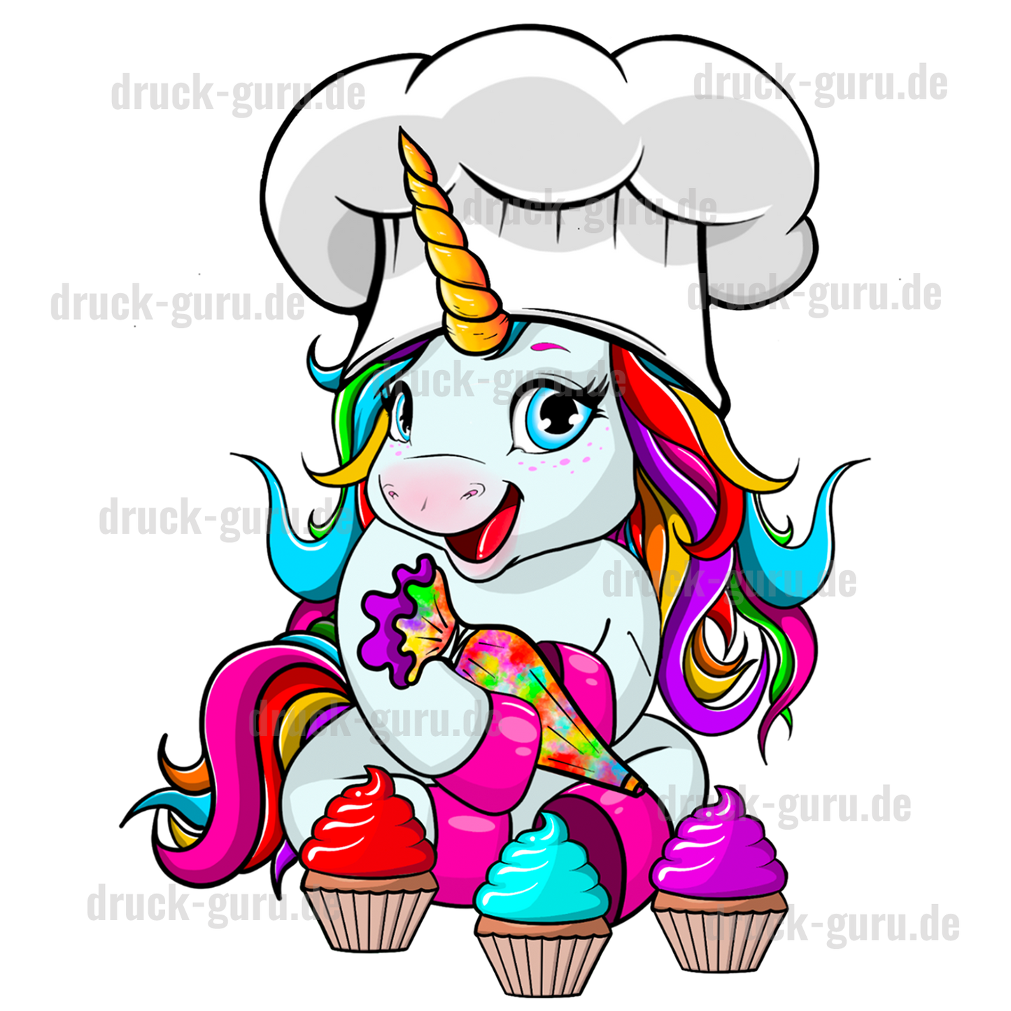 Bügelbild "Einhorn Chefkock" druck-guru