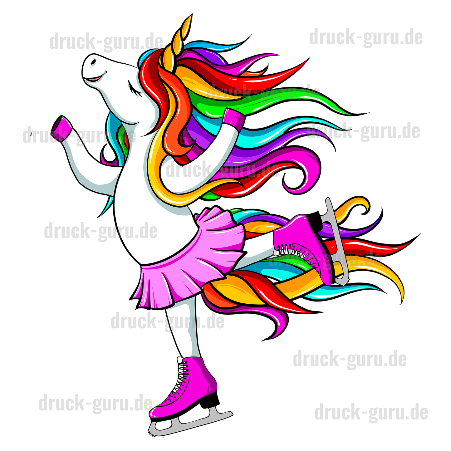 Bügelbild "Einhorn Eislauf Kati" druck-guru