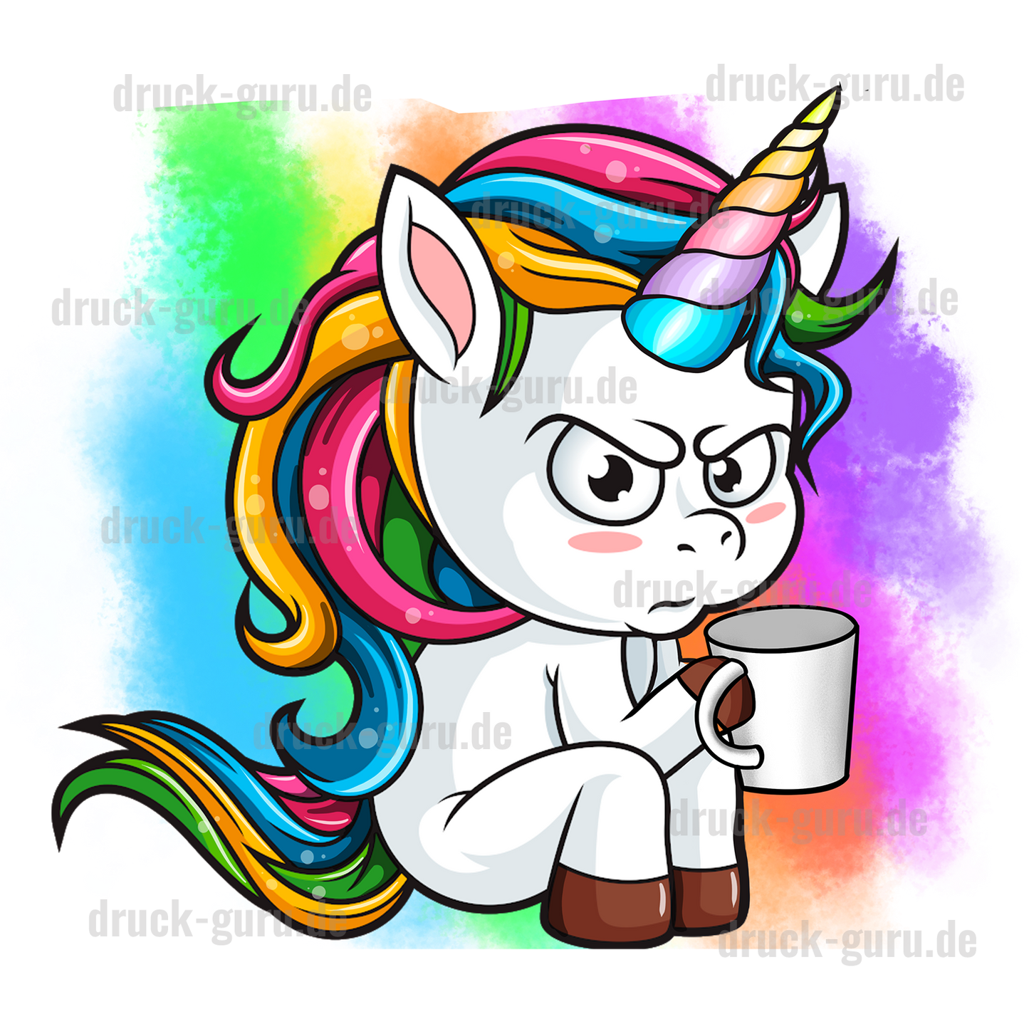 Bügelbild "Einhorn Coffee Emma" druck-guru