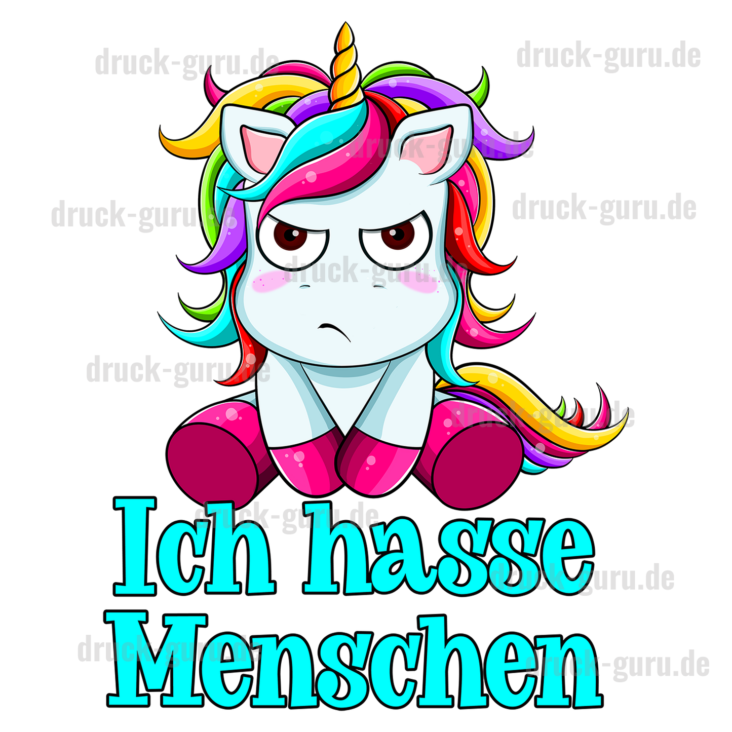 Bügelbild "Einhorn Ich hasse Menschen" druck-guru