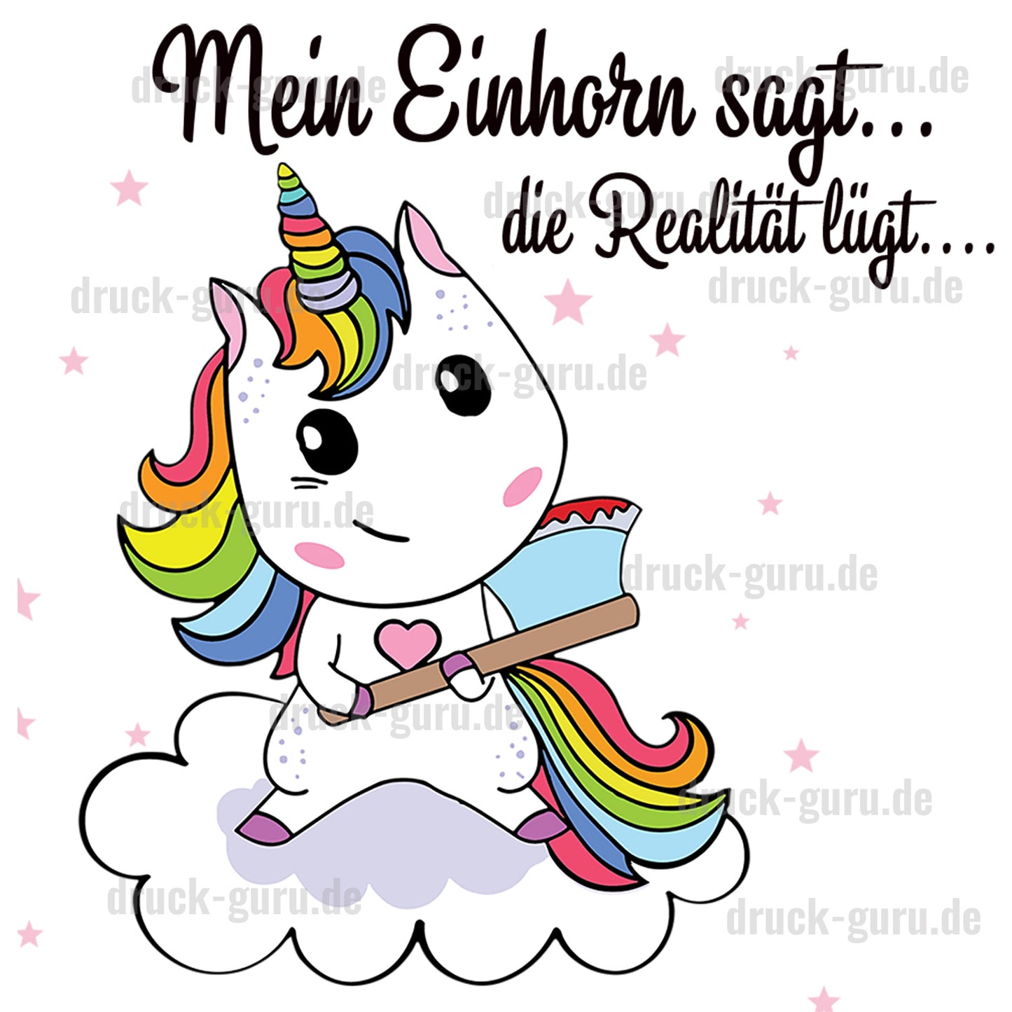 Bügelbild "Einhorn Realität lügt" druck-guru