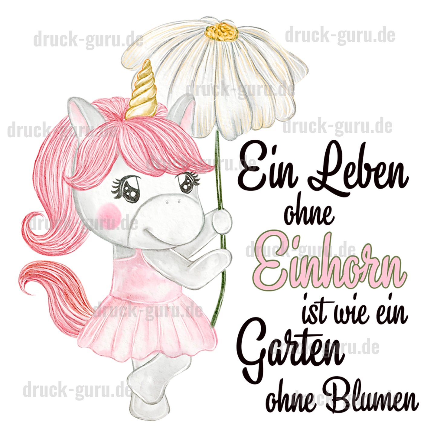 Bügelbild "Einhorn ein Leben" druck-guru
