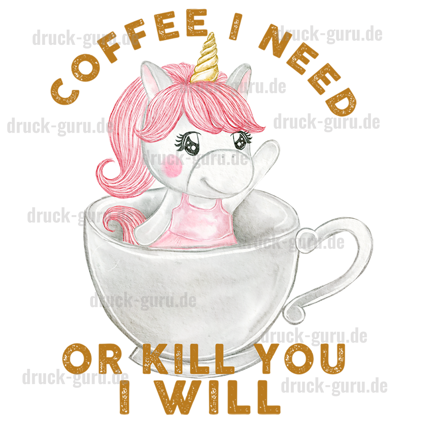 Bügelbild "Einhorn Coffee I need" druck-guru