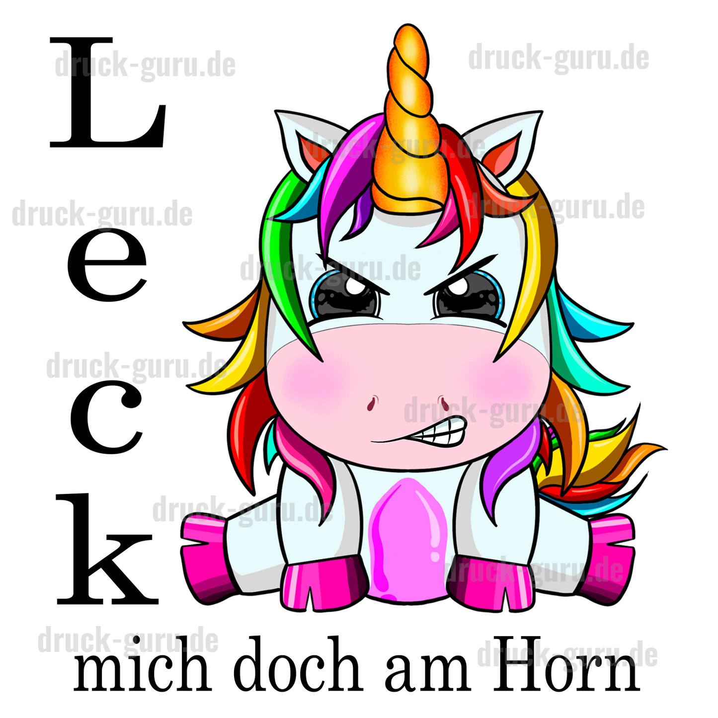 Bügelbild "Einhorn Leck mich" druck-guru