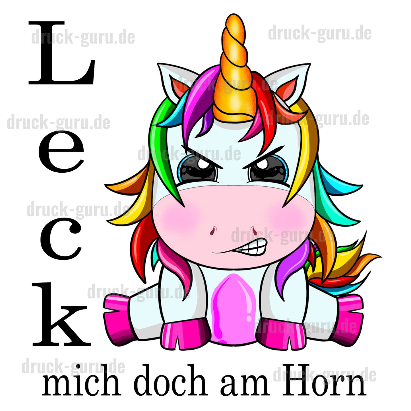 Bügelbild "Einhorn Leck mich" druck-guru