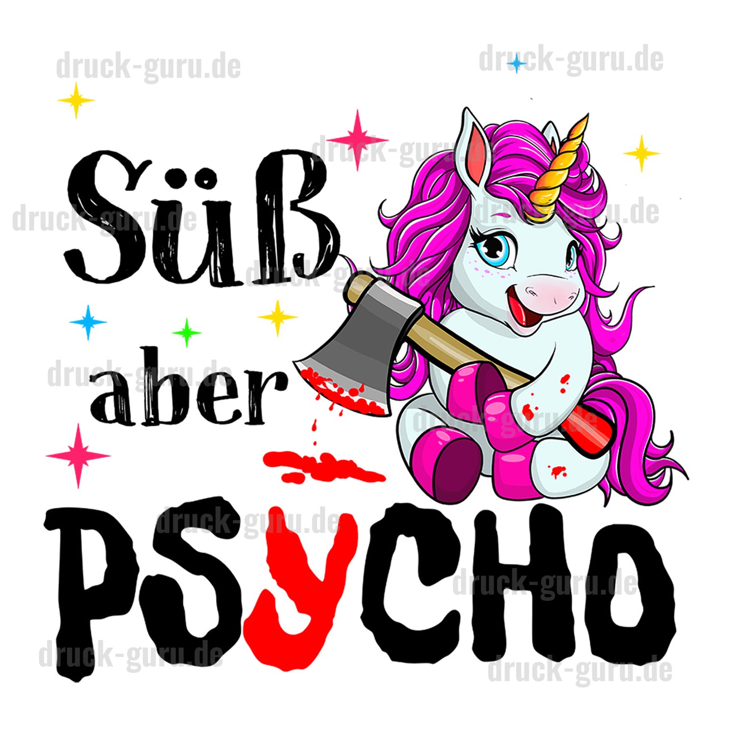 Bügelbild "Einhorn Süß aber" druck-guru