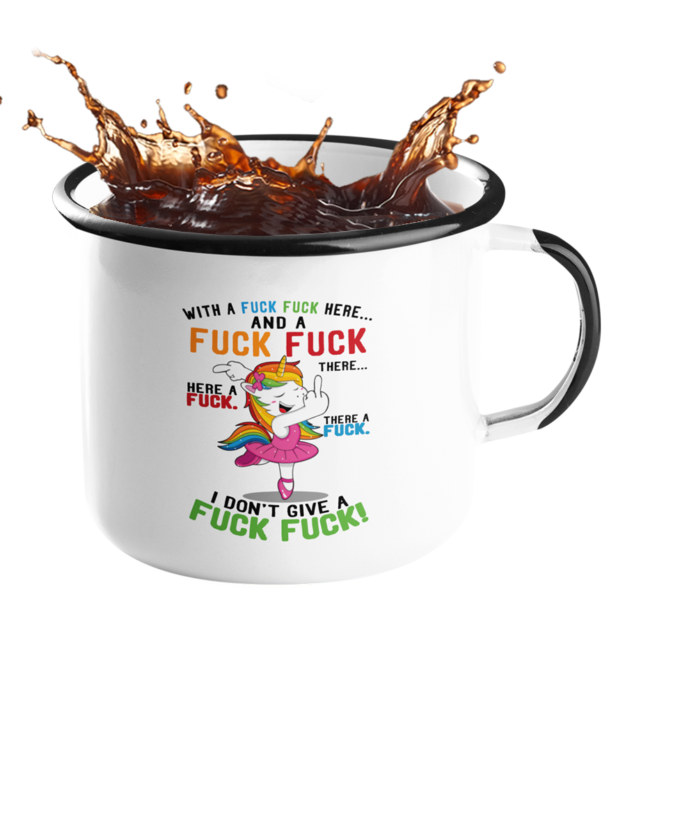 Emailletasse Einhorn "FUCK FUCK FUCK" Handmade-Lifestyle