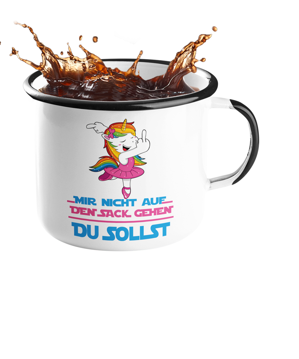 Emailletasse Einhorn "Mir nicht auf den Sack gehen" Handmade-Lifestyle