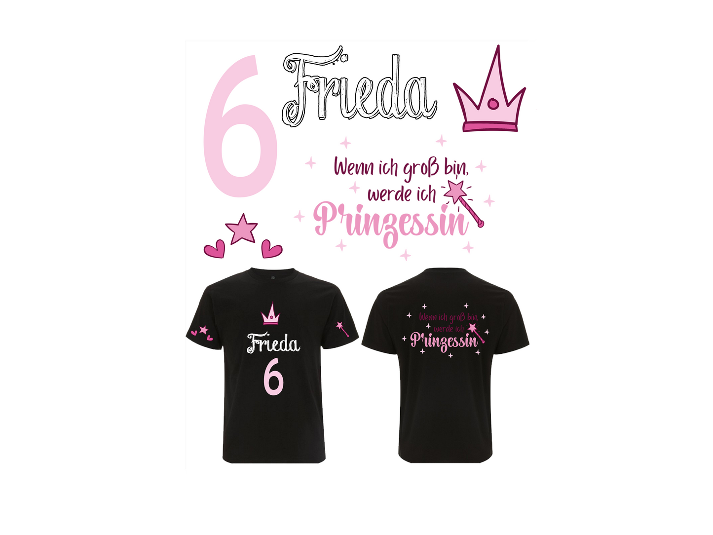 Bügelbild DTF-Transfer Kindergeburtstag |Prinzessin| druck-guru