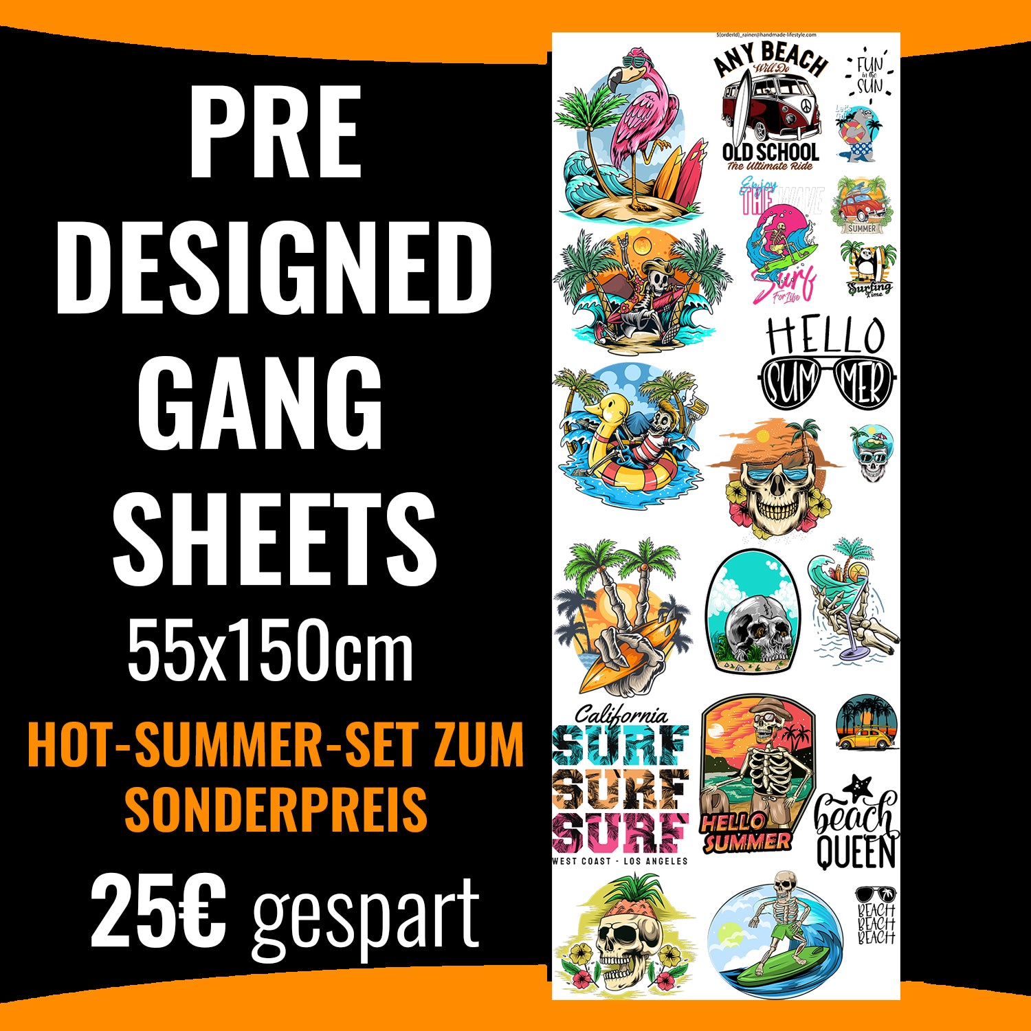 PRE-DESIGND-GANG SHEET Hot-Summer druck-guru