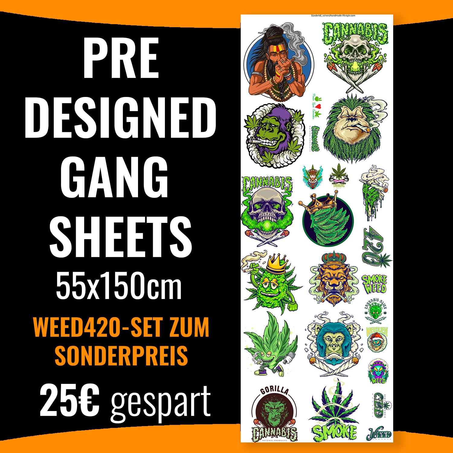 PRE-DESIGND-GANG SHEET Weed 420 druck-guru
