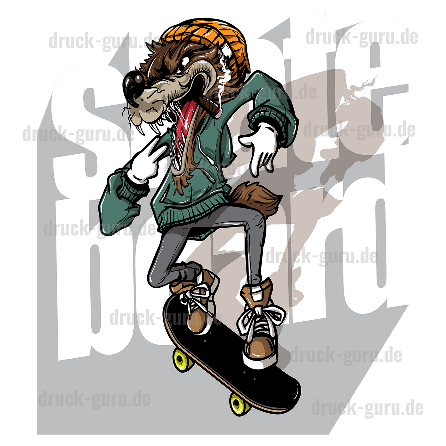 Bügelbild "Graffiti Wolf Skate" druck-guru