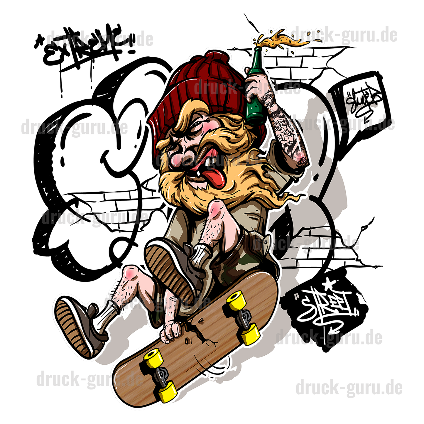 Bügelbild "Graffiti Wolly Skate" druck-guru