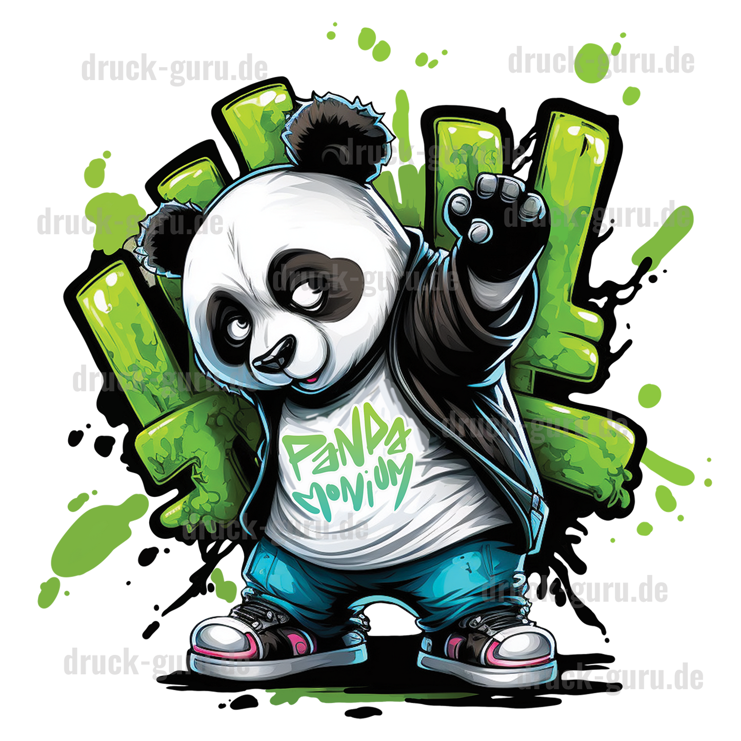 Bügelbild "Graffiti Panda Monium" druck-guru