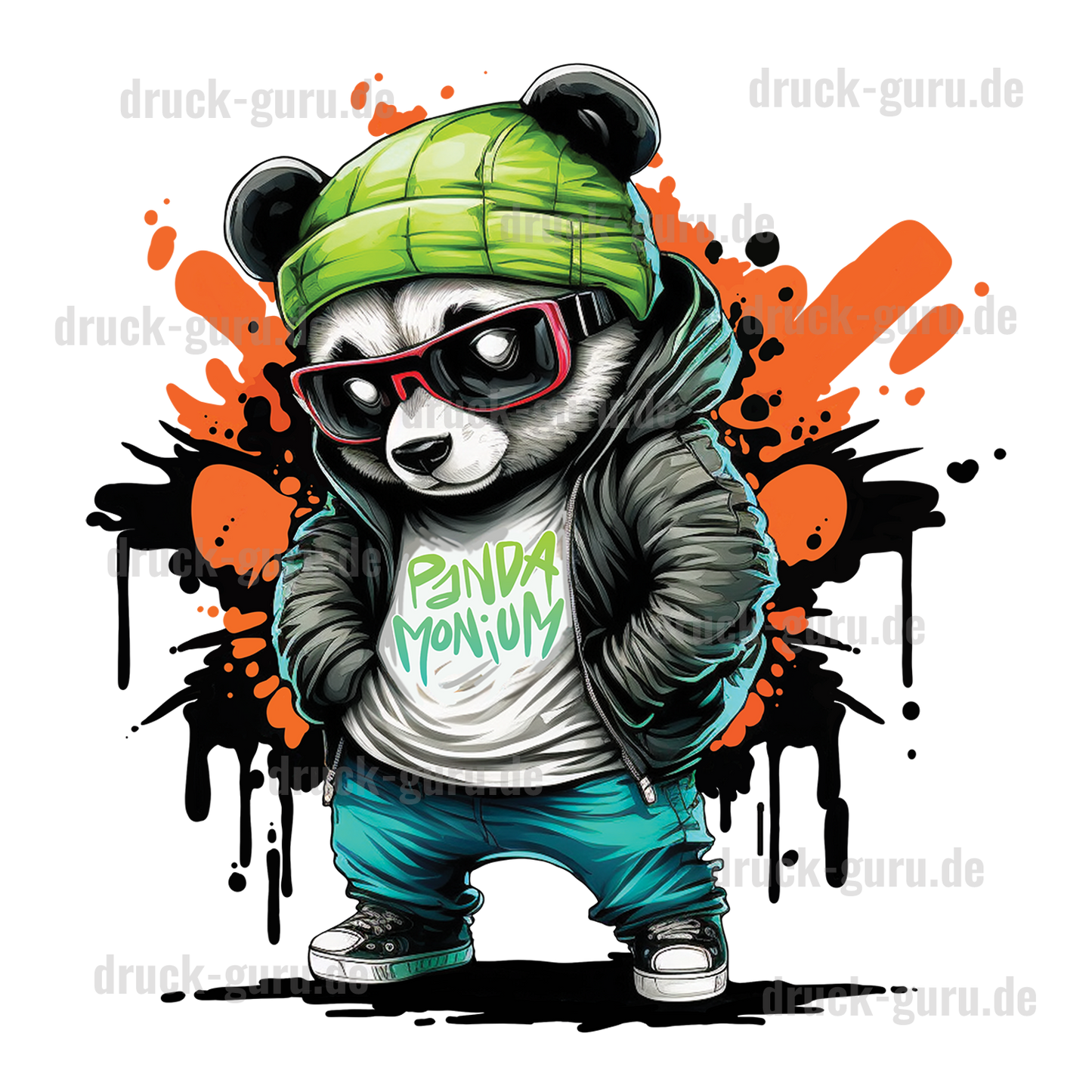 Bügelbild "Graffiti Panda Momo" druck-guru