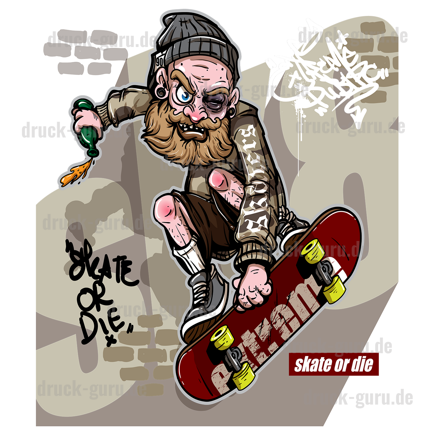 Bügelbild "Graffiti Skate or Die" druck-guru