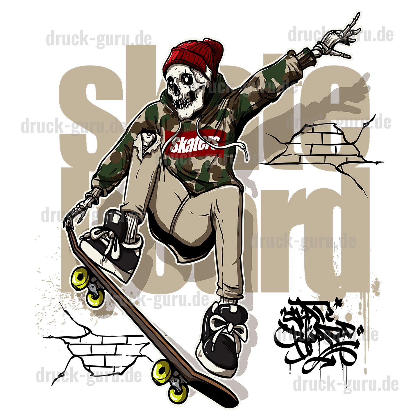 Bügelbild "Graffiti Skateboard " druck-guru