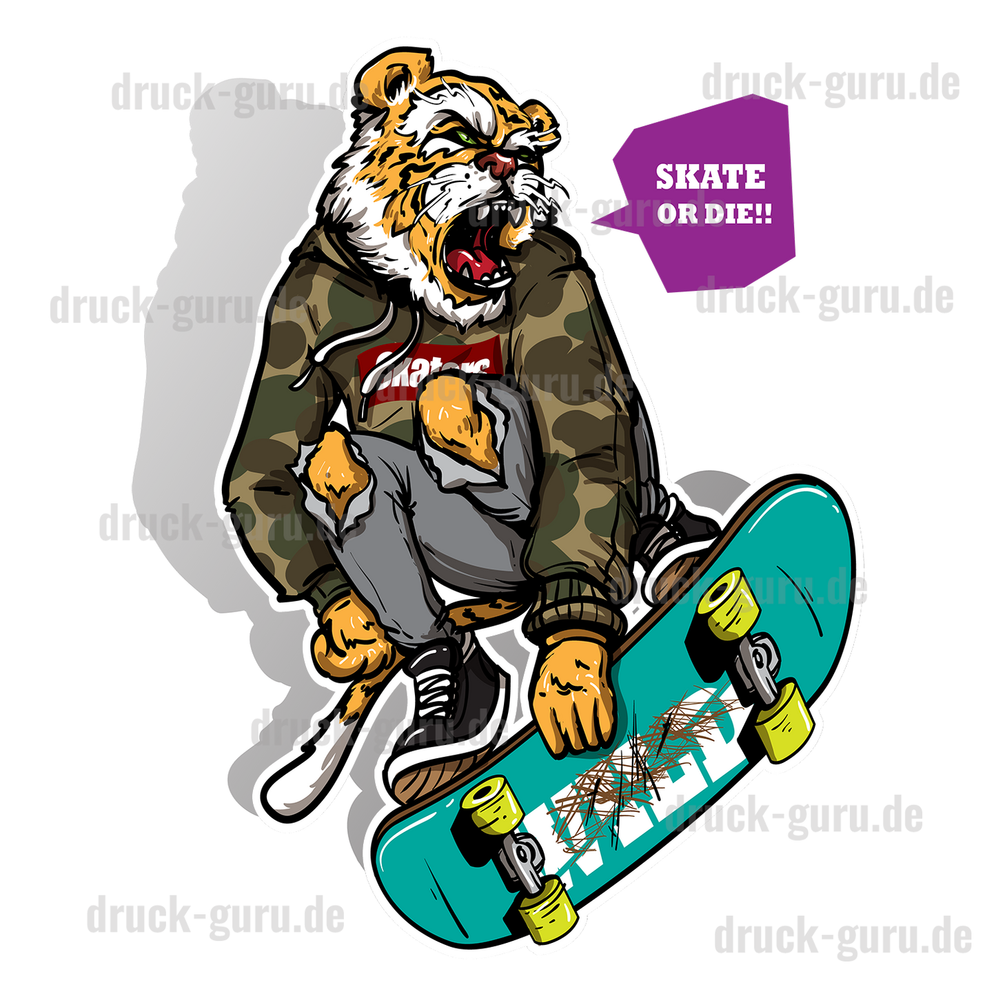 Bügelbild "Graffiti Tiger Skate" druck-guru