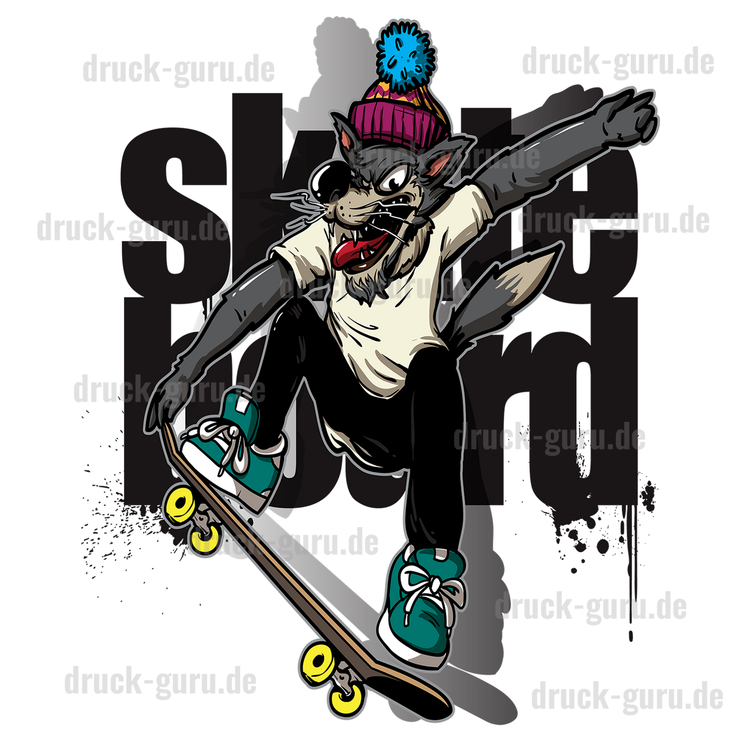 Bügelbild "Graffiti Blue Skater" druck-guru