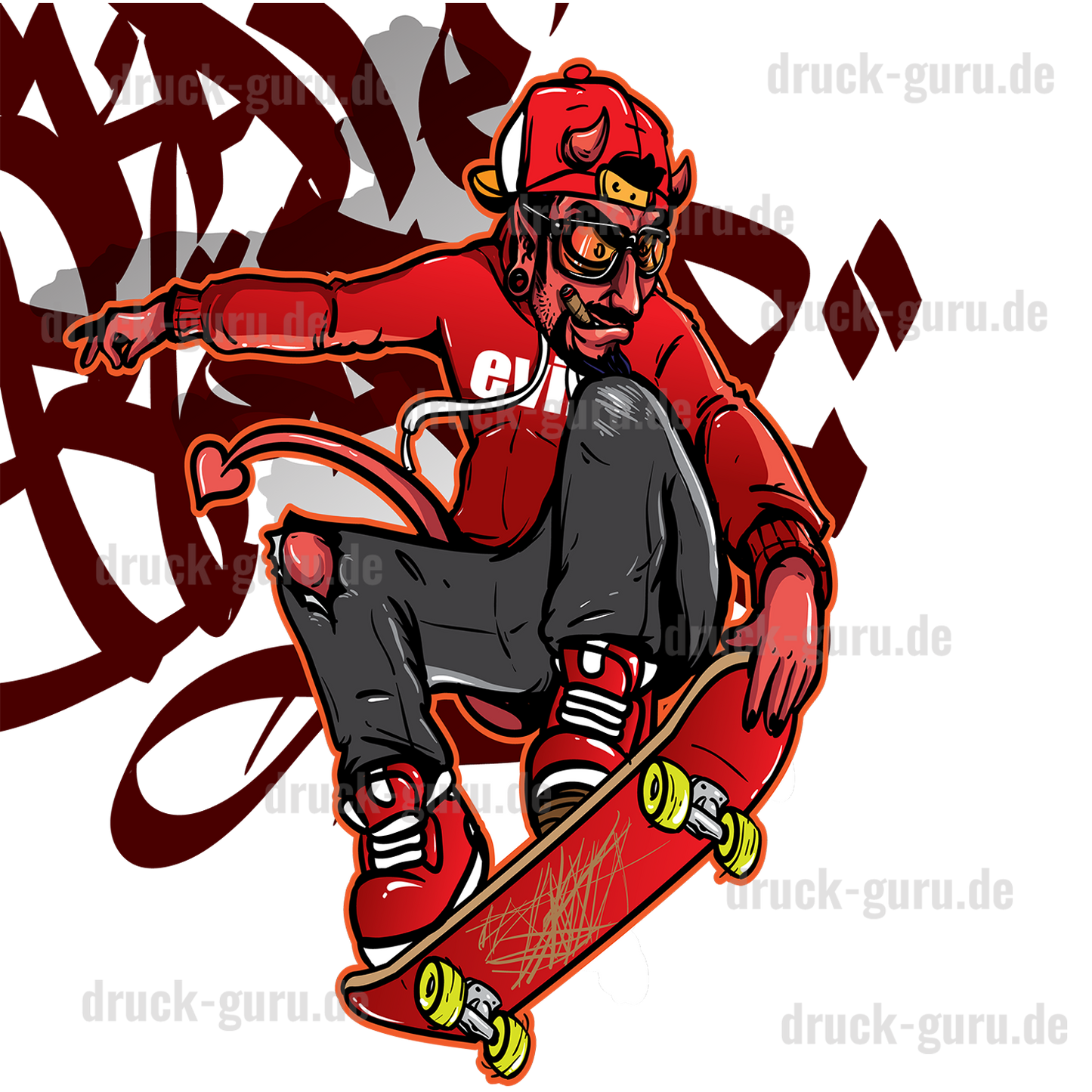 Bügelbild "Graffiti Devil Skate" druck-guru