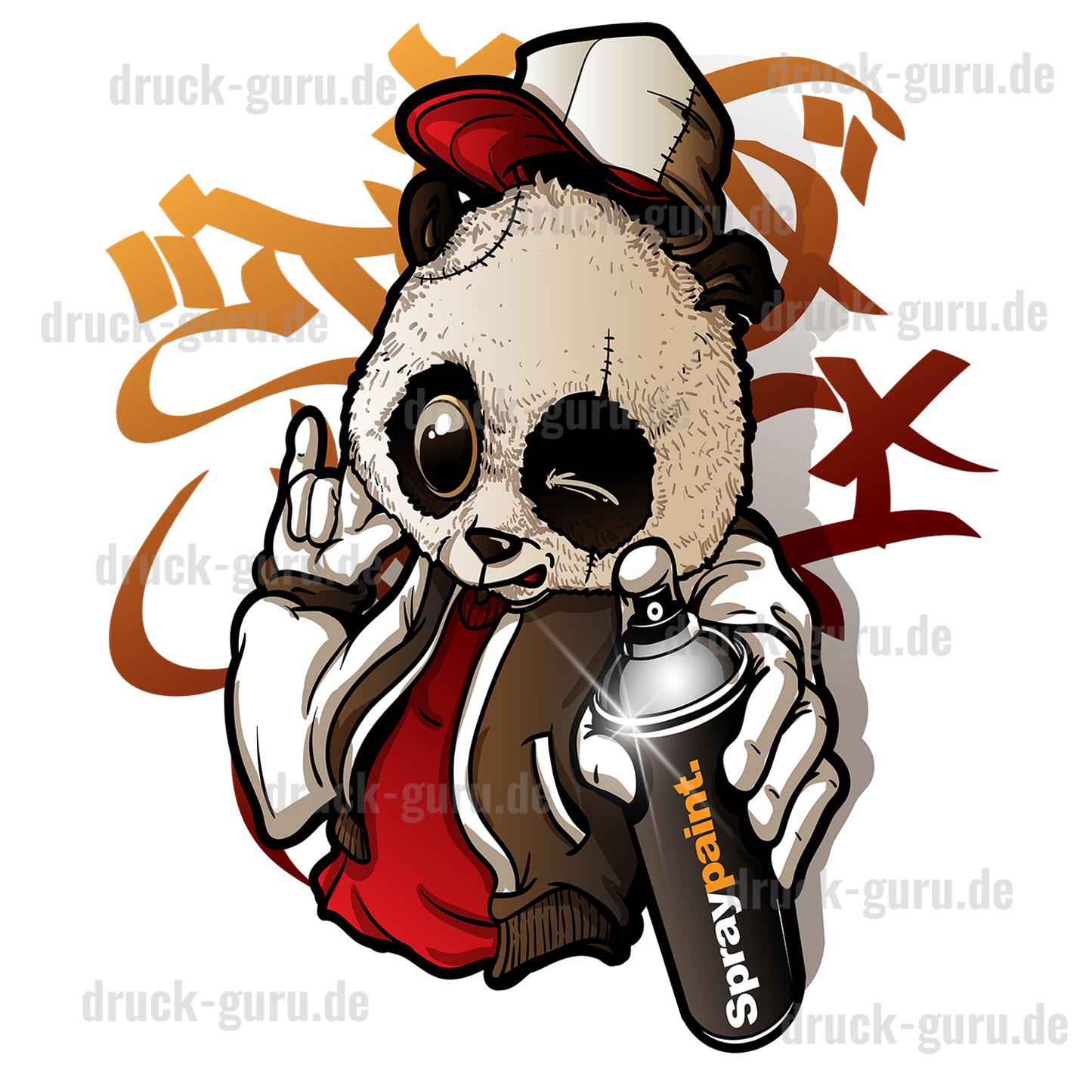 Bügelbild "Graffiti Spray Panda" druck-guru