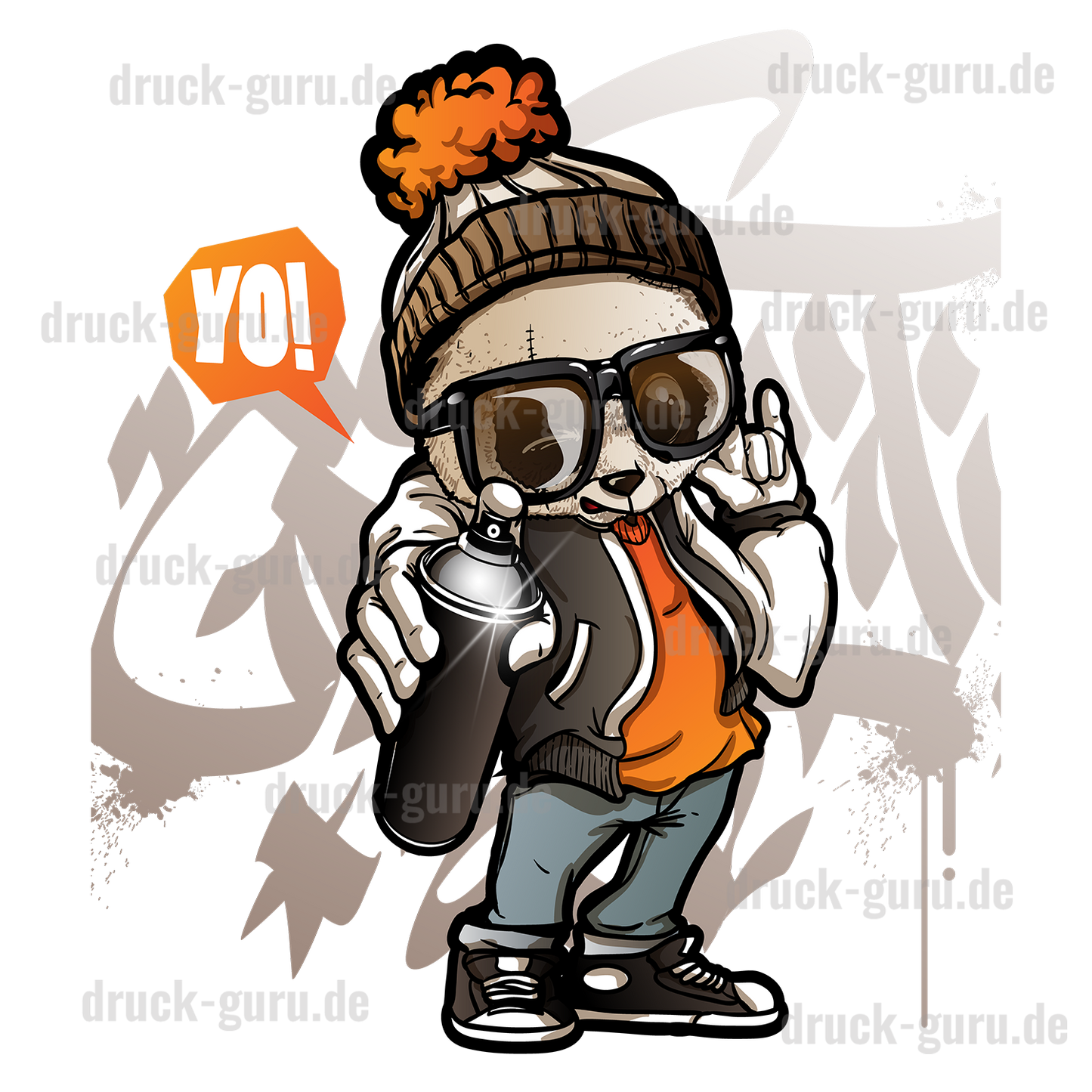 Bügelbild "Graffiti Yo Panda" druck-guru