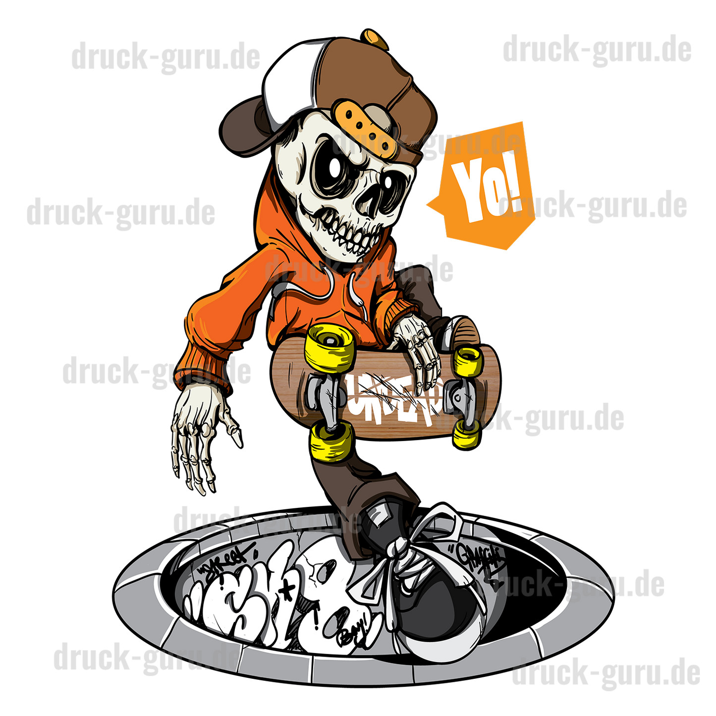 Bügelbild "Graffiti Yo Skull" druck-guru