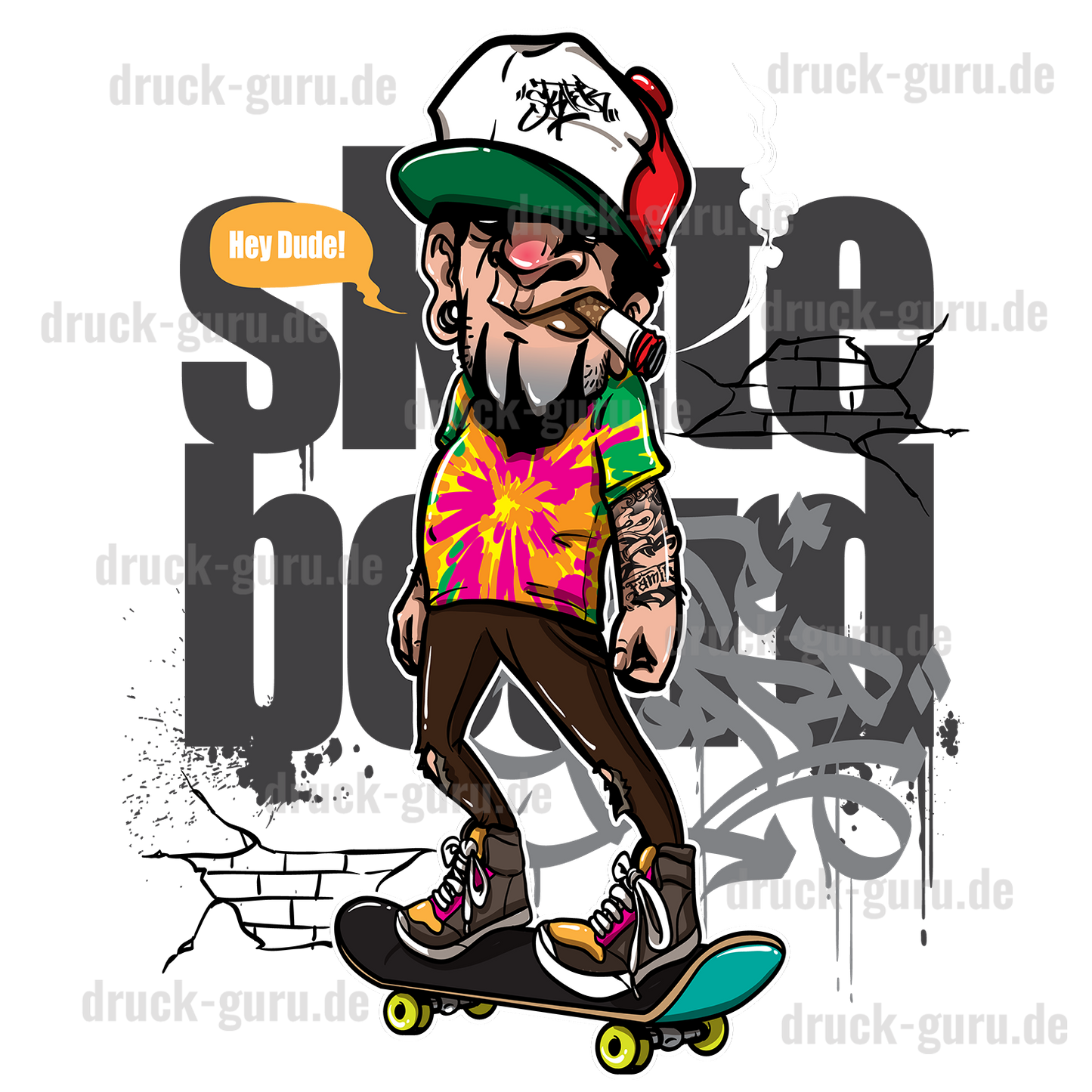 Bügelbild "Graffiti Hey Dude" druck-guru