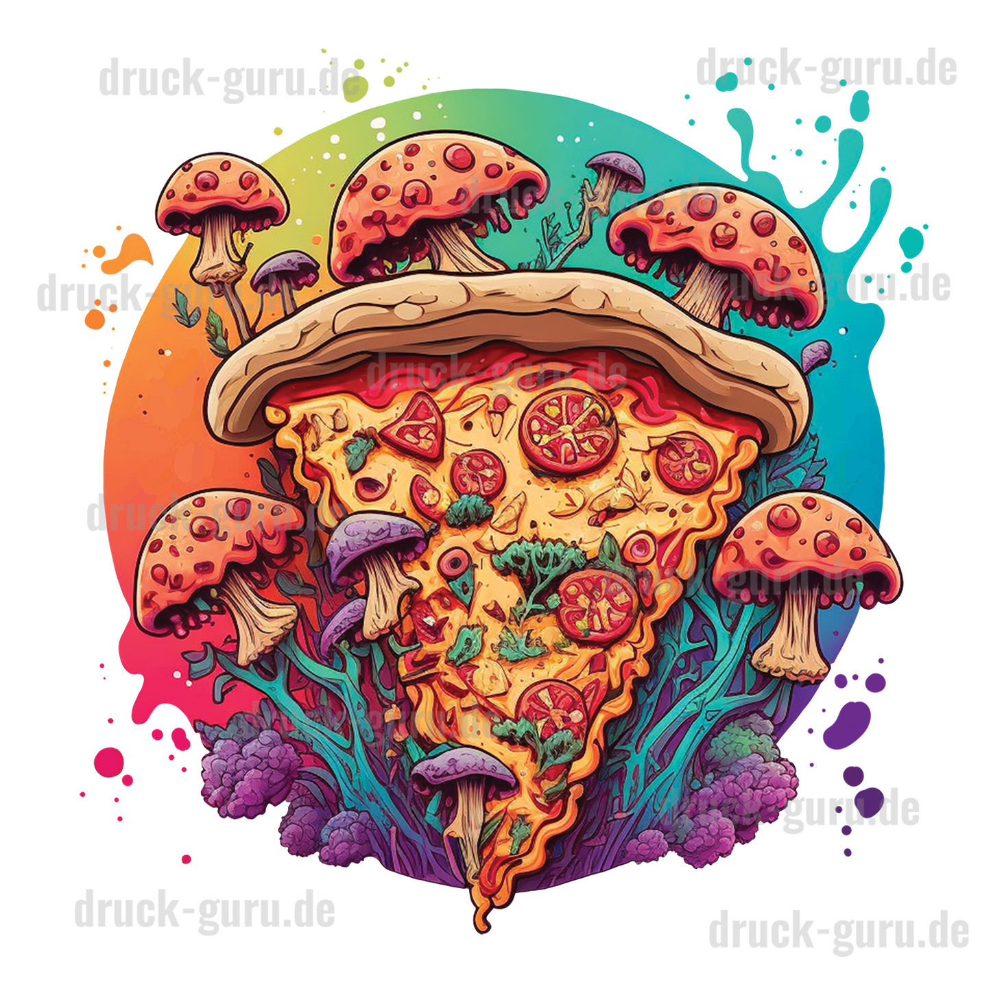 Bügelbild "Graffiti Pizza Mushroom" druck-guru