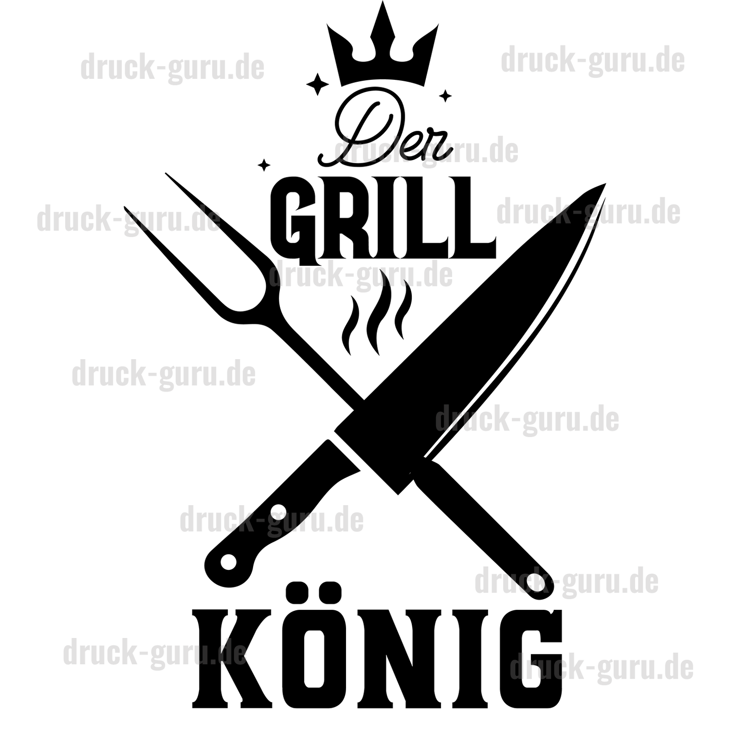 Bügelbild "Grill-König" - schwarz druck-guru