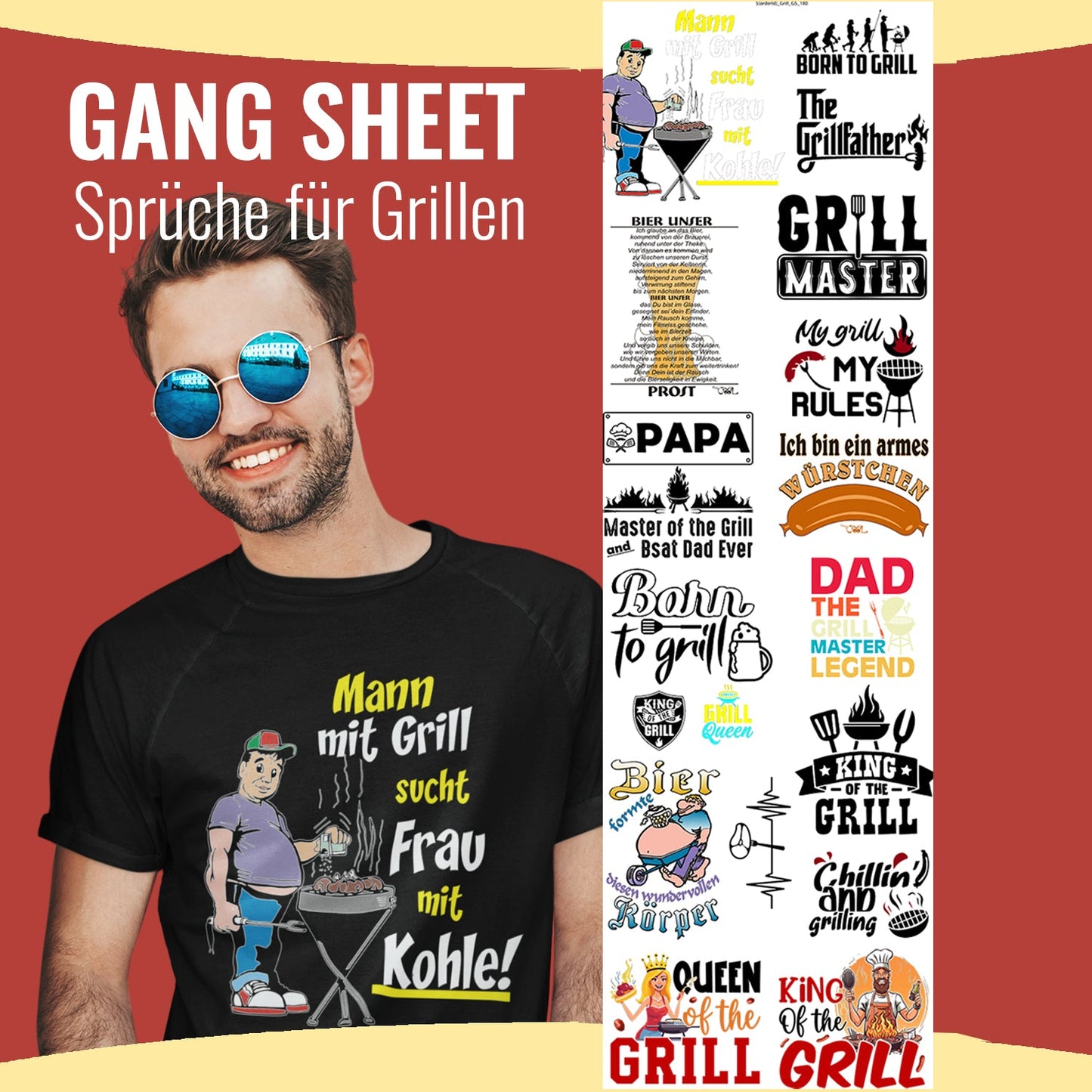 PRE-DESIGND-GANG SHEET Grillen druck-guru