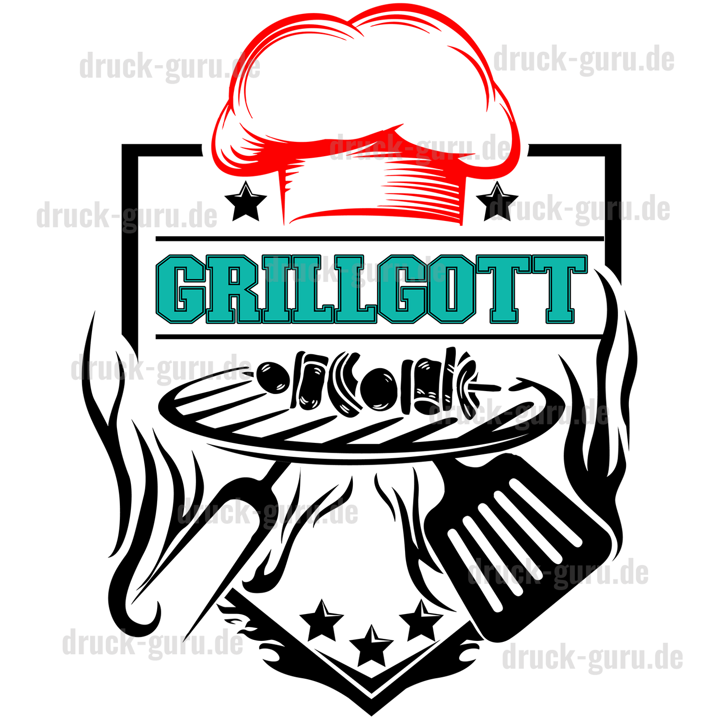 Bügelbild "Grillgott" druck-guru