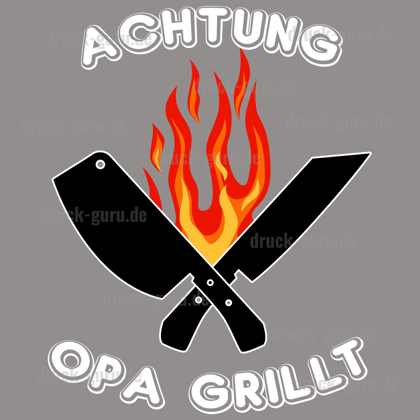 Bügelbild "Achtung-Opa grillt" druck-guru
