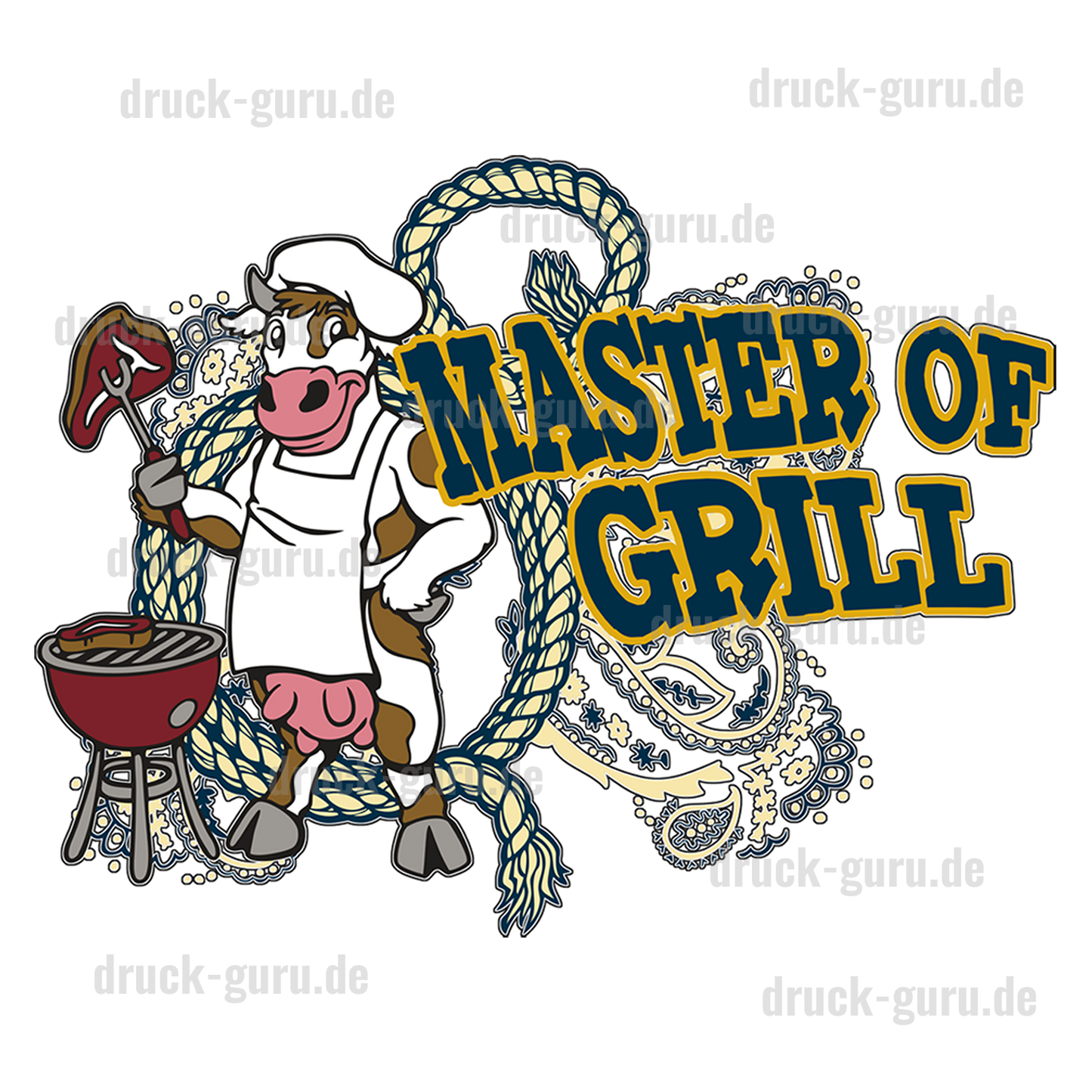 Bügelbild "Master of Grill" druck-guru