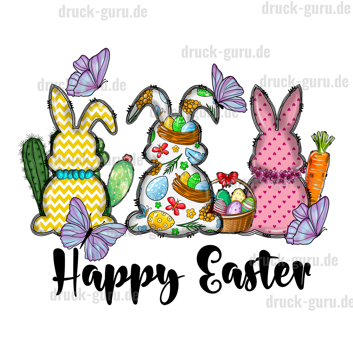 Bügelbild "3 Back Bunnys" druck-guru