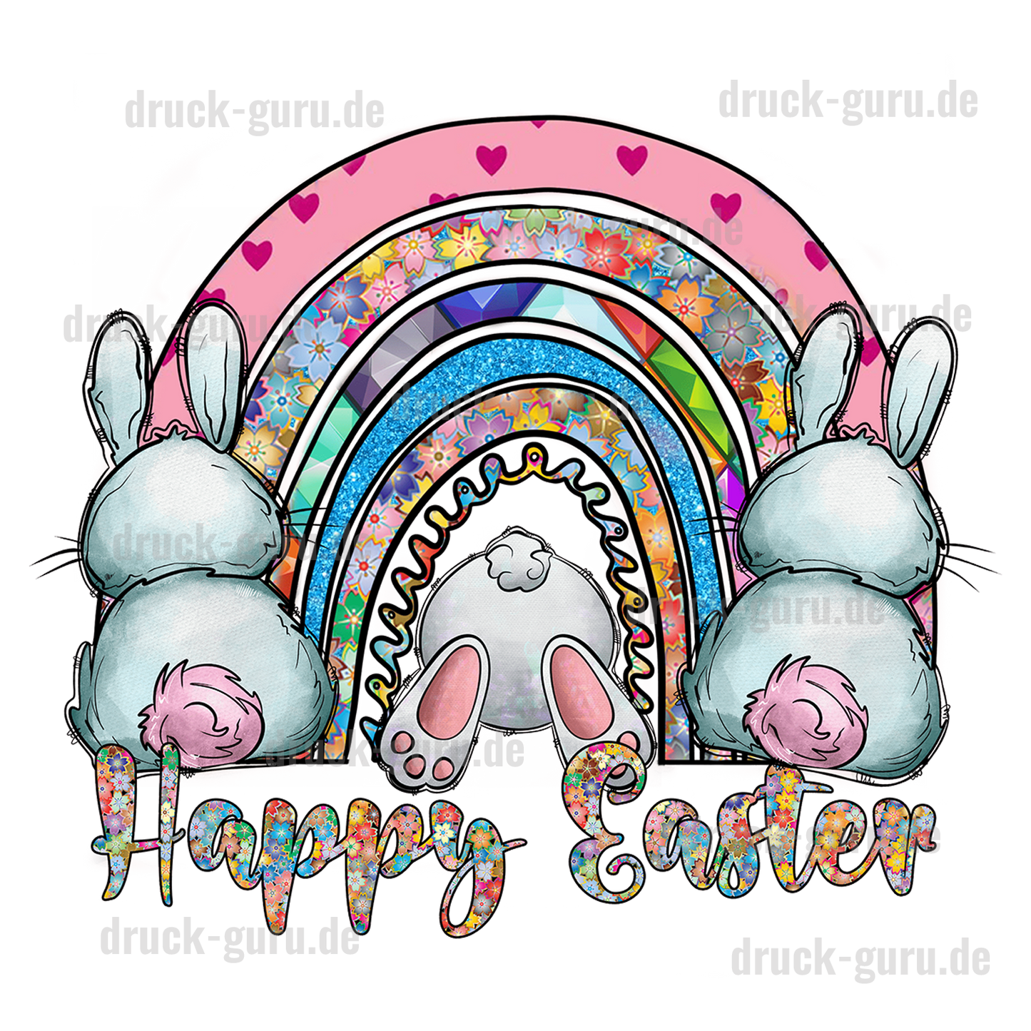 Bügelbild "Bunnys Happy Easter" druck-guru