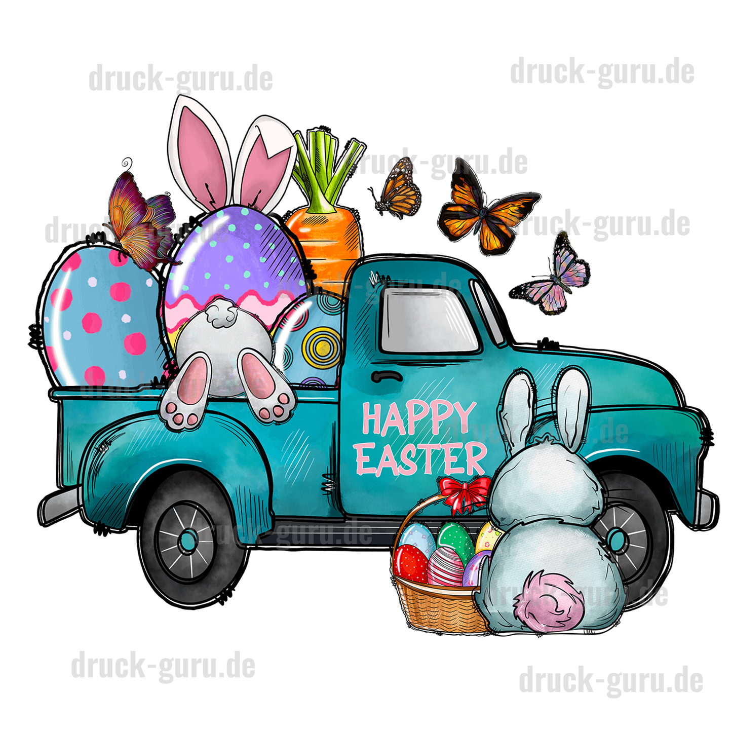 Bügelbild "Easter Truck" druck-guru