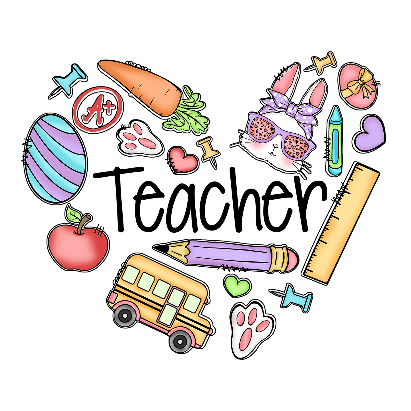 Bügelbild "Teacher Heart" druck-guru