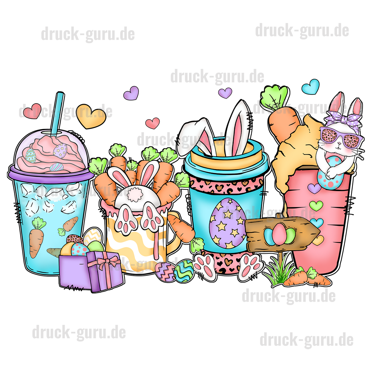 Bügelbild "Bunny Easter Cups" druck-guru