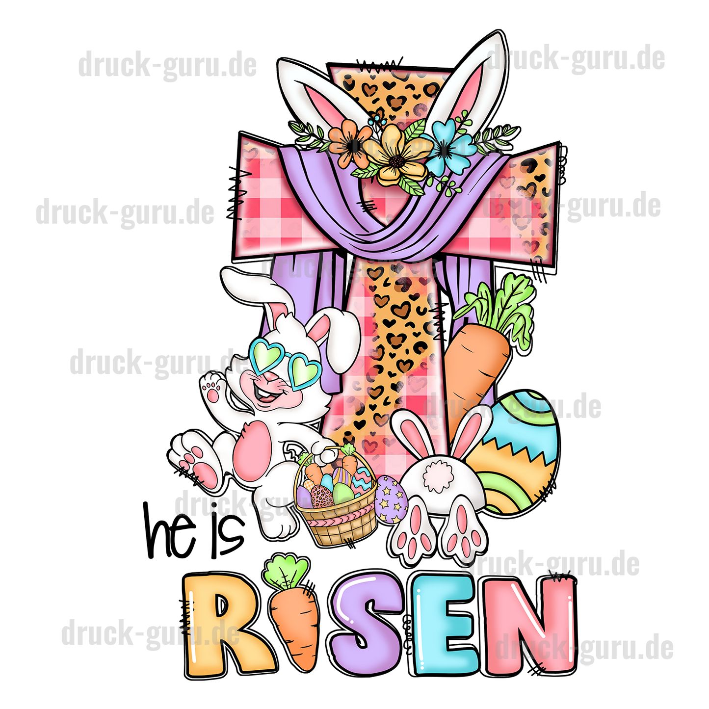 Bügelbild "He is Risen" druck-guru