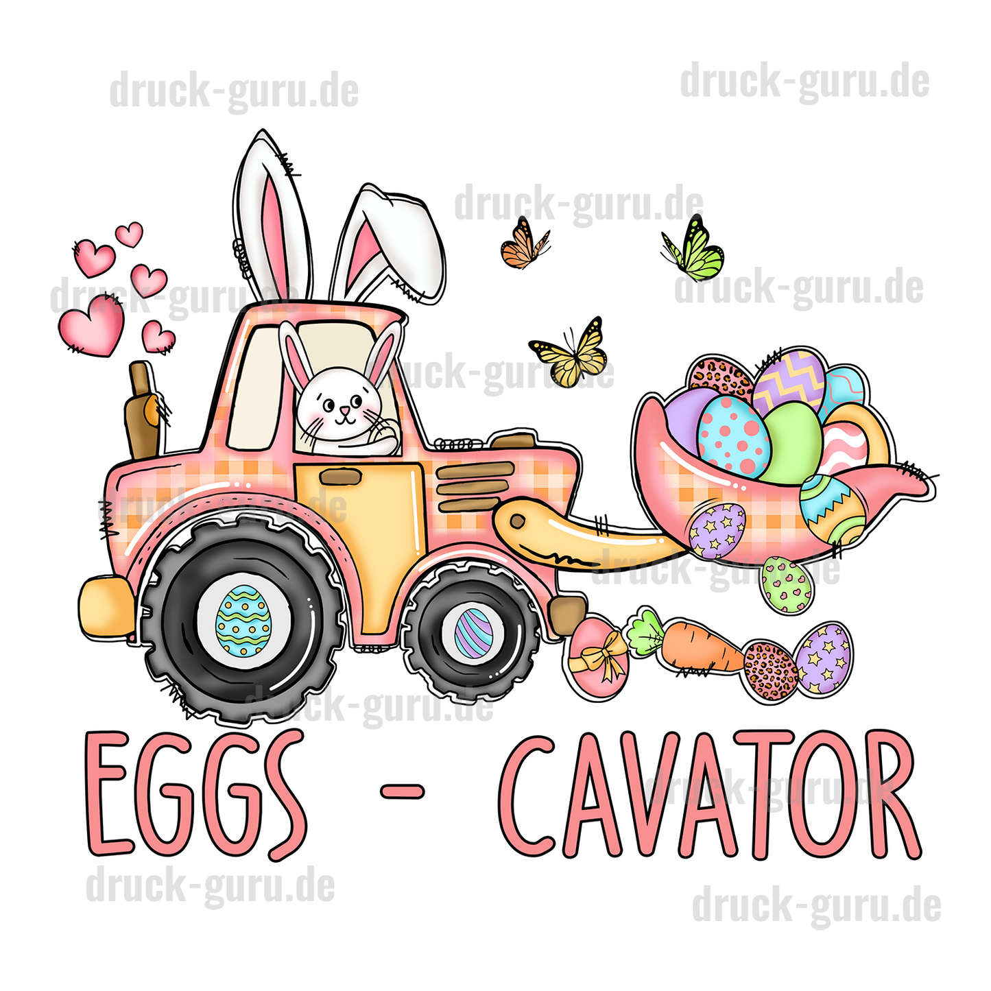 Bügelbild "Eggs Cavator" druck-guru