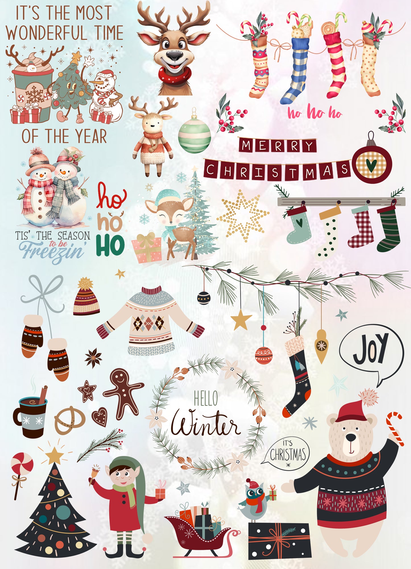 UV Sticker Set "Pastel Christmas" 21x29 cm druck-guru